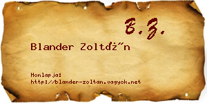 Blander Zoltán névjegykártya